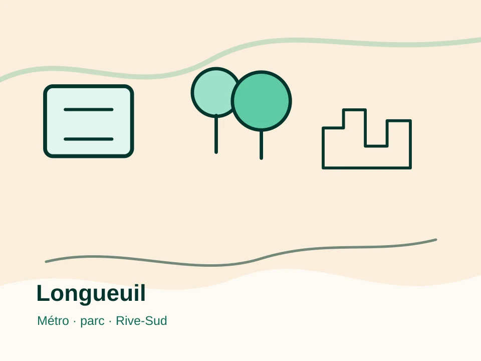 Illustration locale de Longueuil: Métro Longueuil, parc Michel-Chartrand, skyline de Montréal au loin