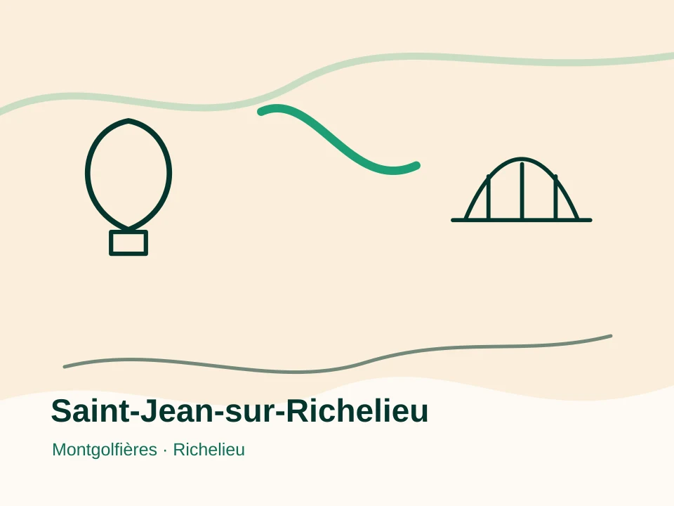 Illustration locale de Saint-Jean-sur-Richelieu: Montgolfières au coucher de soleil, rivière Richelieu, Vieux-Saint-Jean