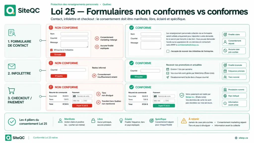 siteqc-loi25-formulaire-conforme-vs-non-conforme